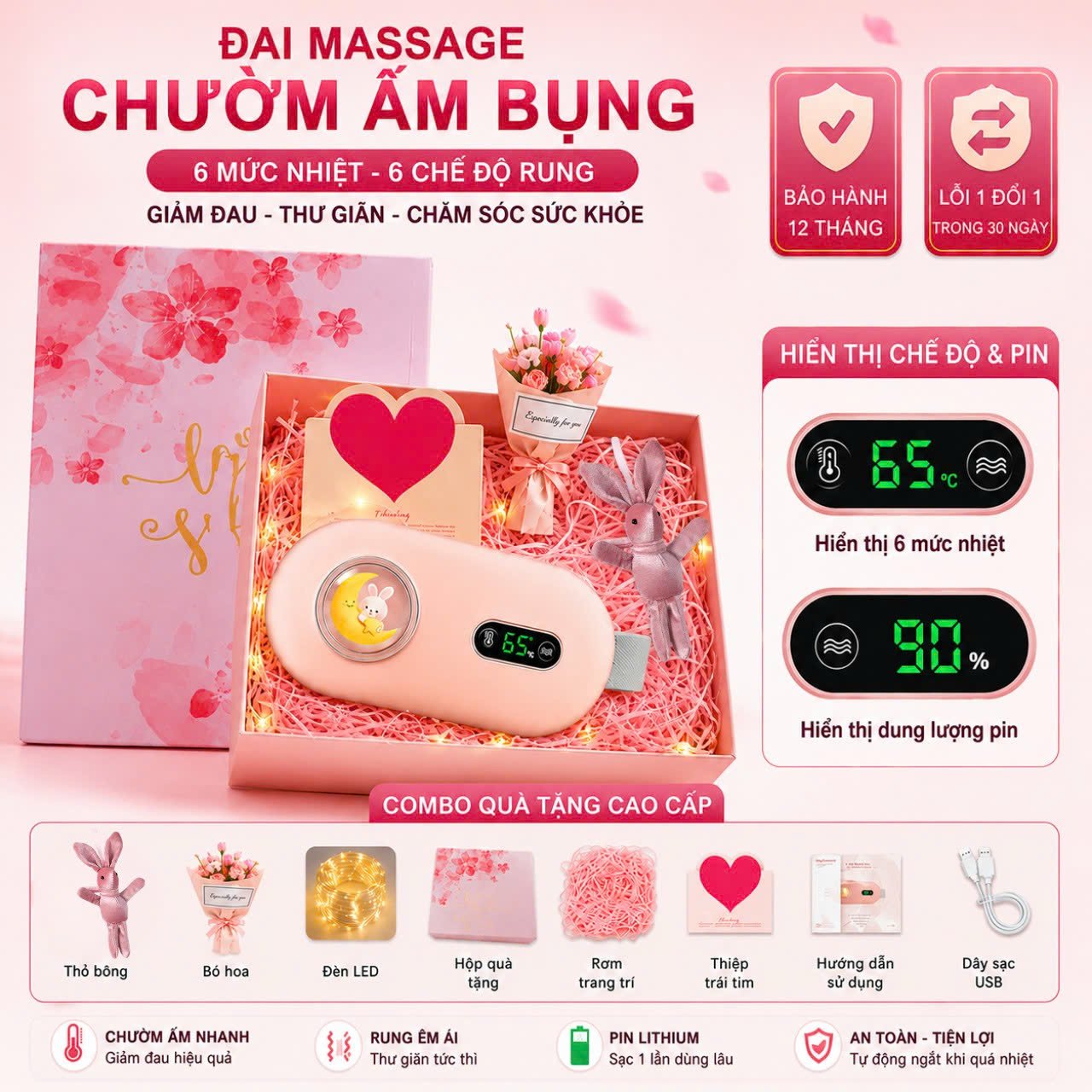 Đai chườm ấm bụng massage Windky